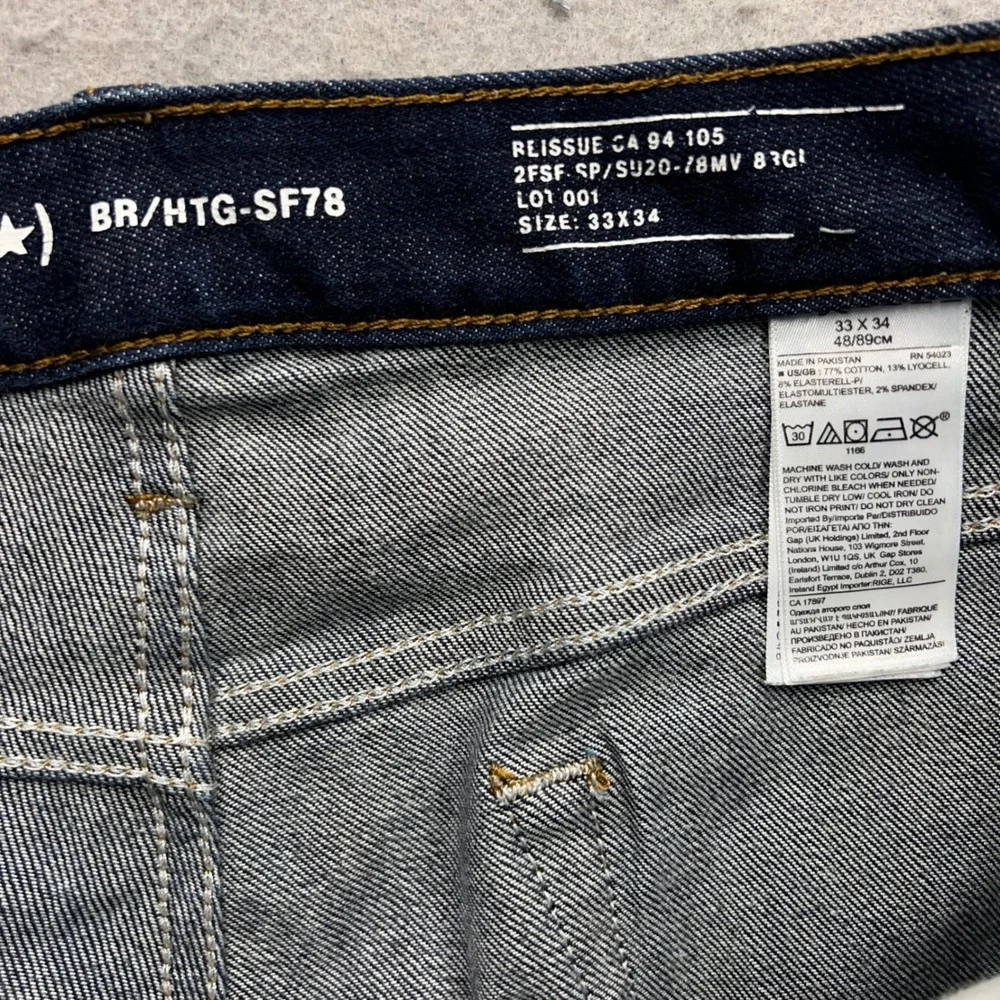 Banana Republic Selvedge Jeans Mens 33x34 Dark Wash Slim Reissue CA 94-105 Blue